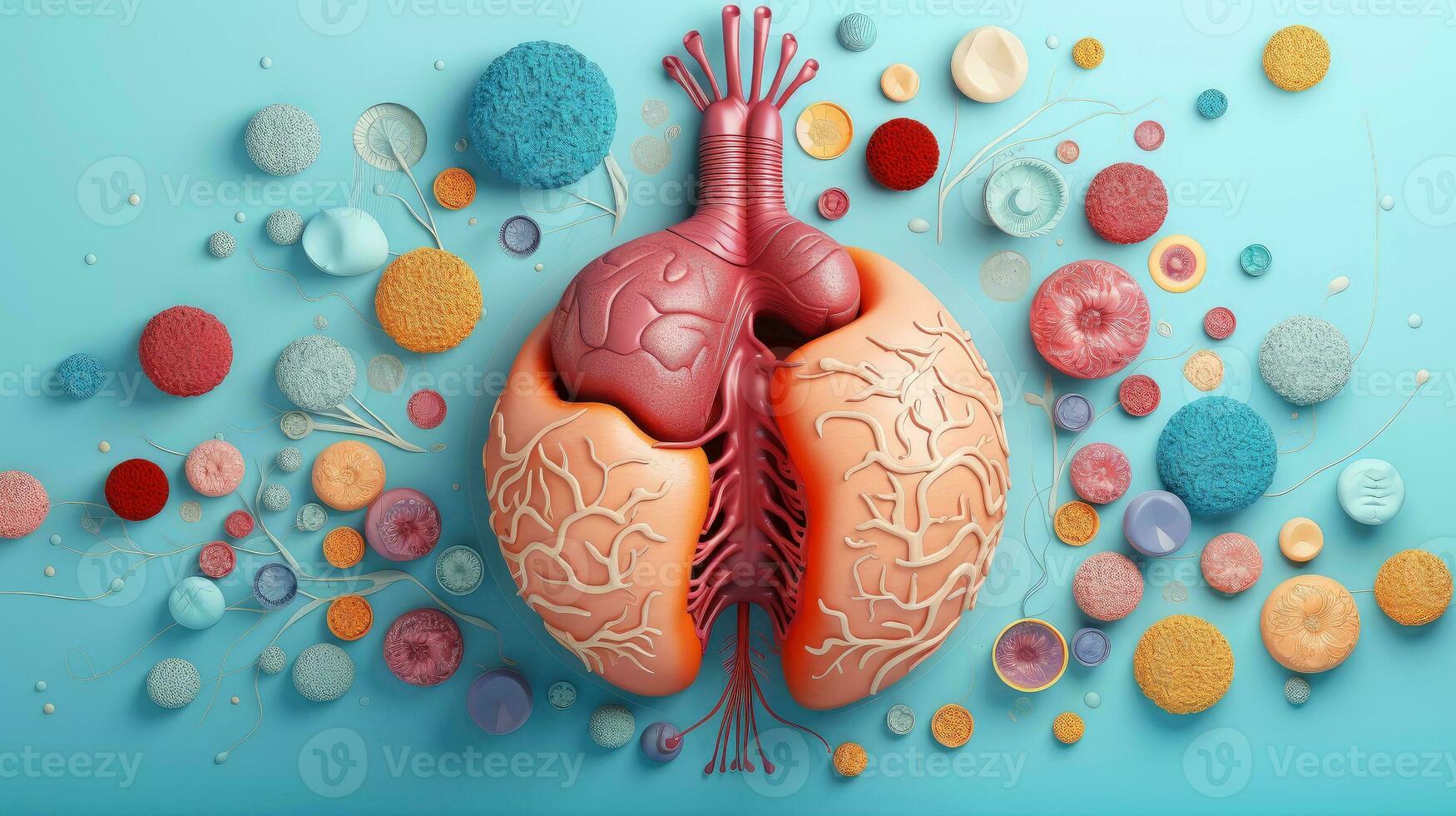 3D illustration mockup of the human organ system, Anatomy, Nervous, circulatory, digestive, excretory, urinary,and bone systems. Medical education concept, Generative AI illustration photo