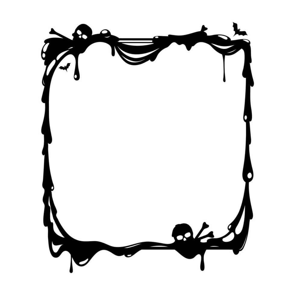 Halloween holiday black frame adorned with skulls vector