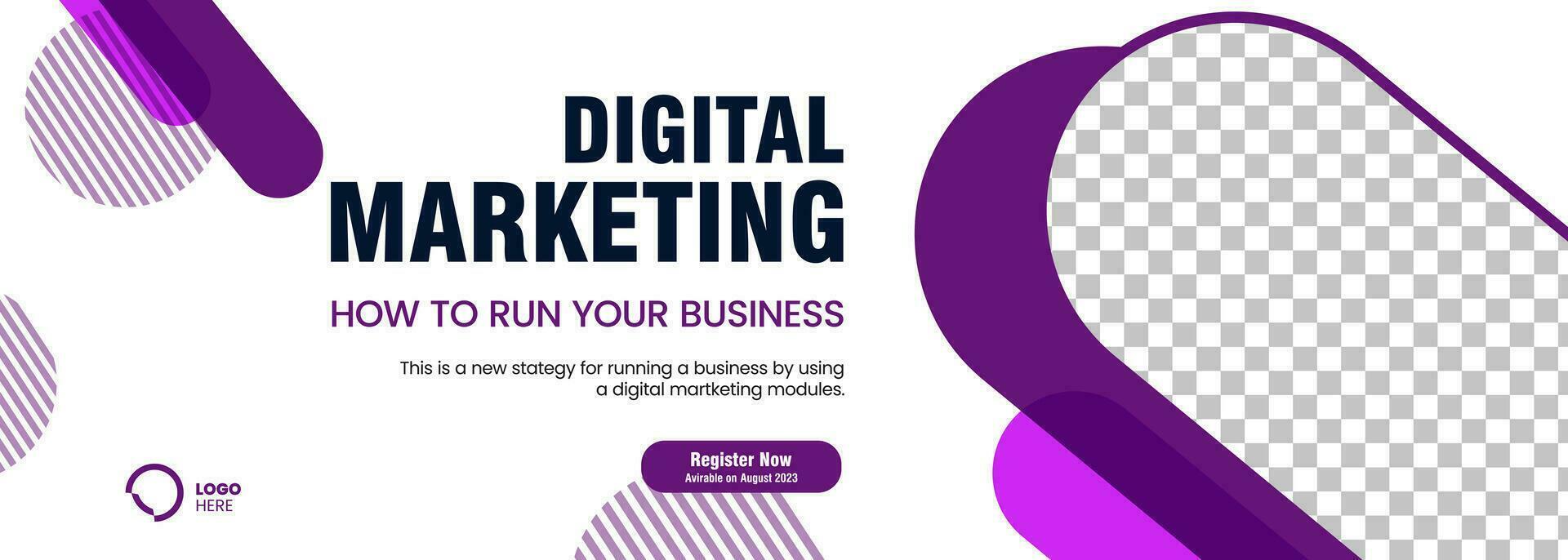 Purple Digital marketing banner, sign, blochure, flyer and website banner design, Digital marketing concepts template vector