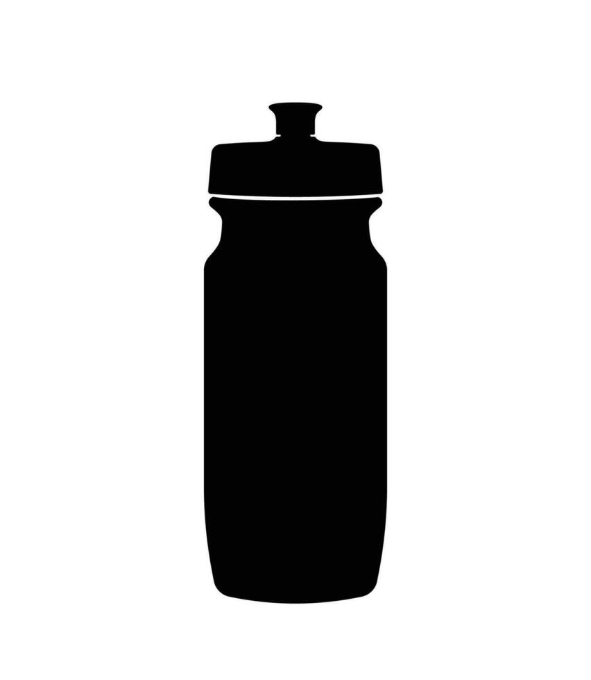 Plastic water bottle silhouette, sports fitness water flask bottle icon vector