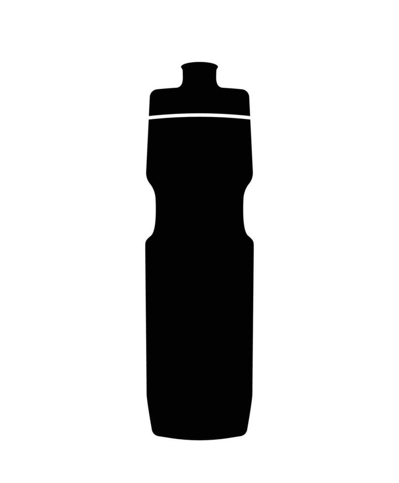 Plastic water bottle silhouette, sports fitness water bottle icon vector