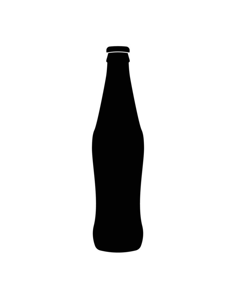 Cola glass bottle silhouette, glassware Juice water limonade bottle icon vector