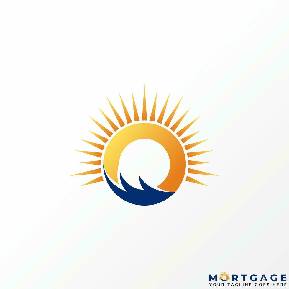 Logo design graphic concept creative abstract premium vector stock letter initial O font with sunrise big waves. Related happy morning vacation beach