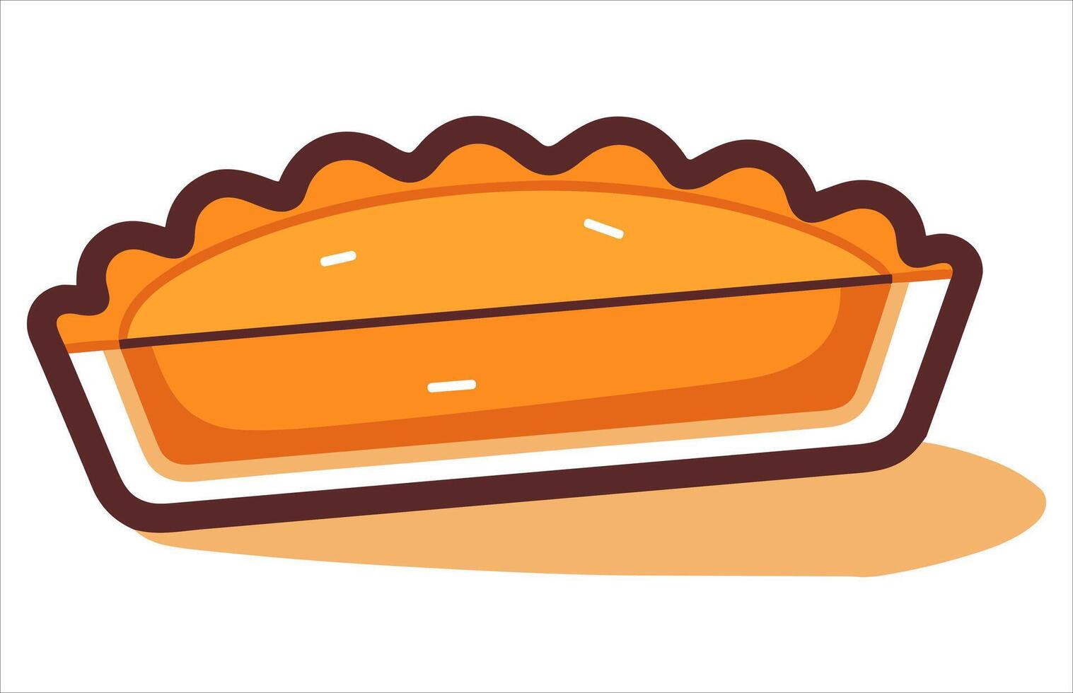 Pumpkin Pie Vector illustration, a whole pie, a slice, and a whole pie with a slice missing