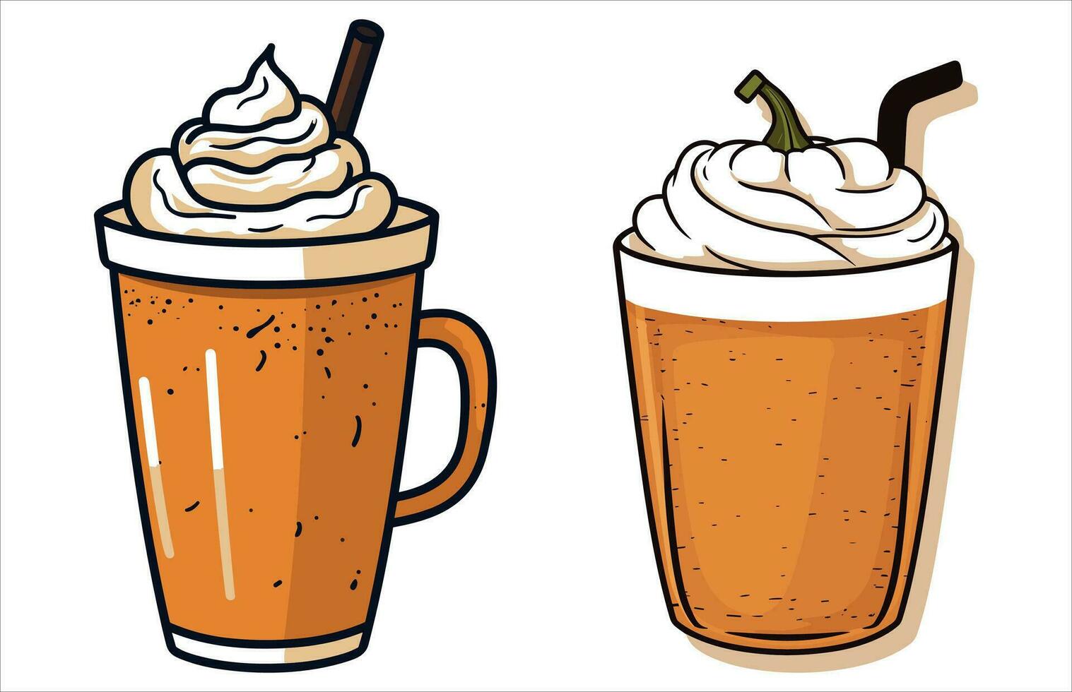 Pumpkin Spice Latte Coffee vector, Fall Latte Coffee illustration, Autumn Coffee vector