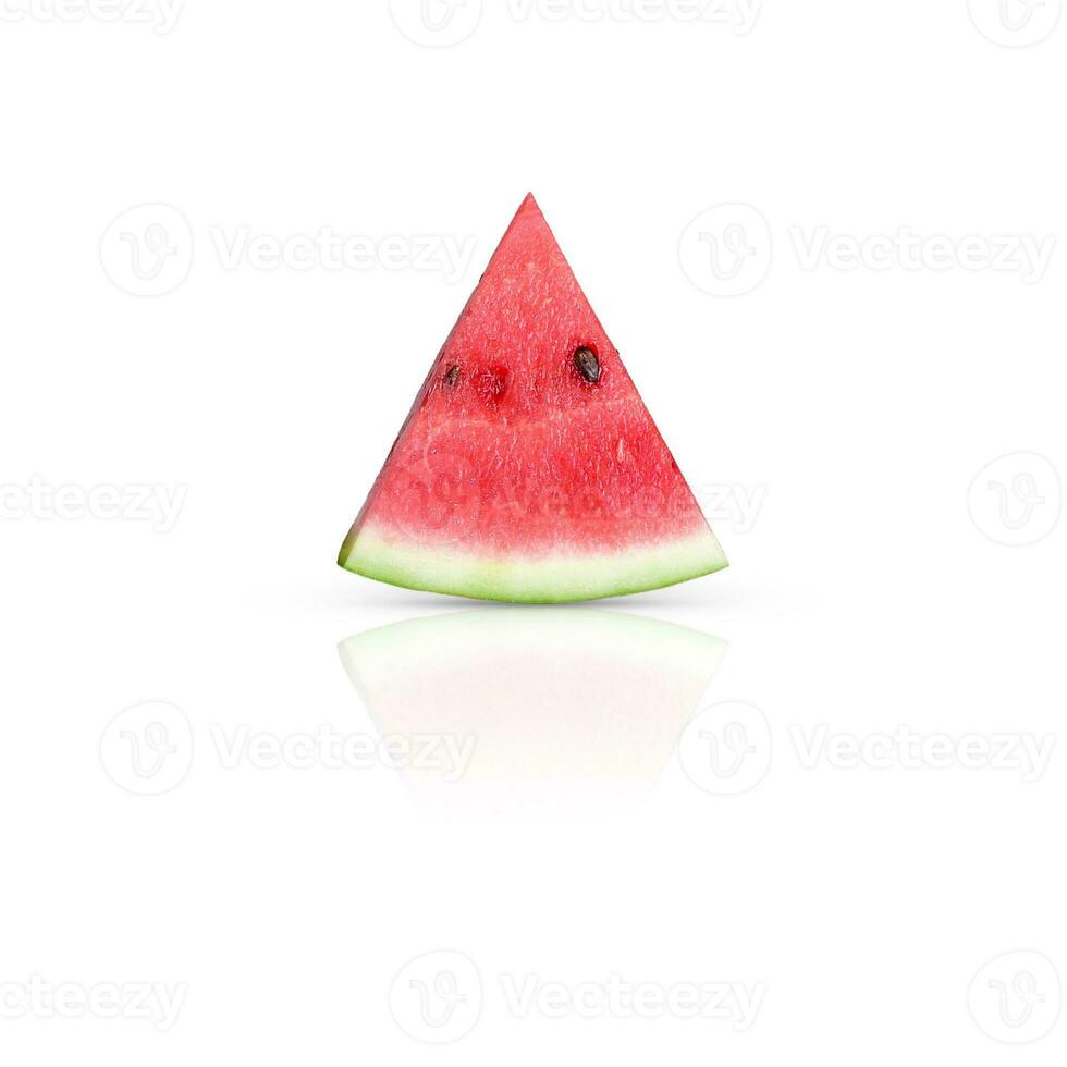 Triangular slice of watermelon isolated on white background. Design element photo