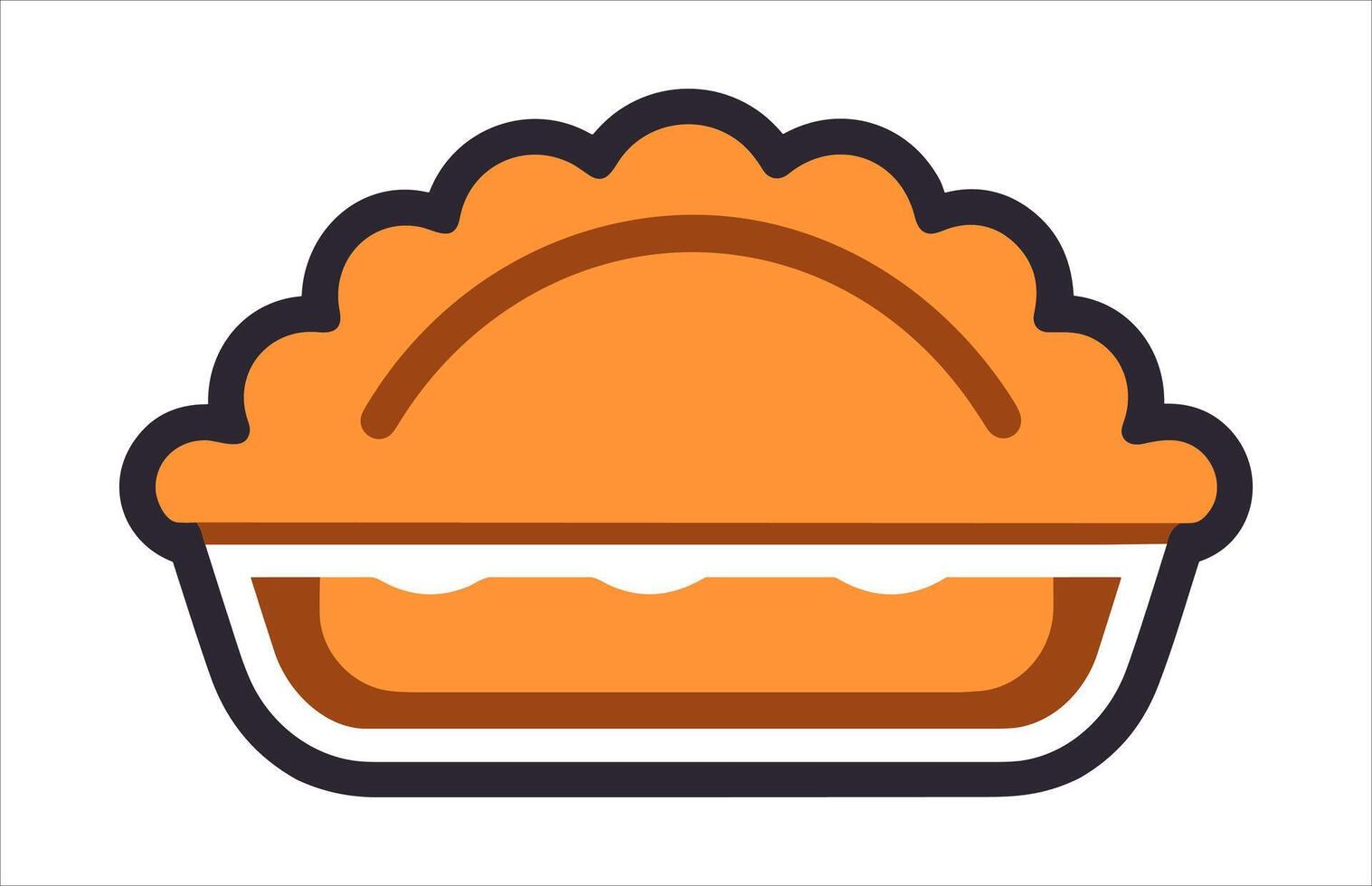 Pumpkin Pie Vector illustration, a whole pie, a slice, and a whole pie with a slice missing
