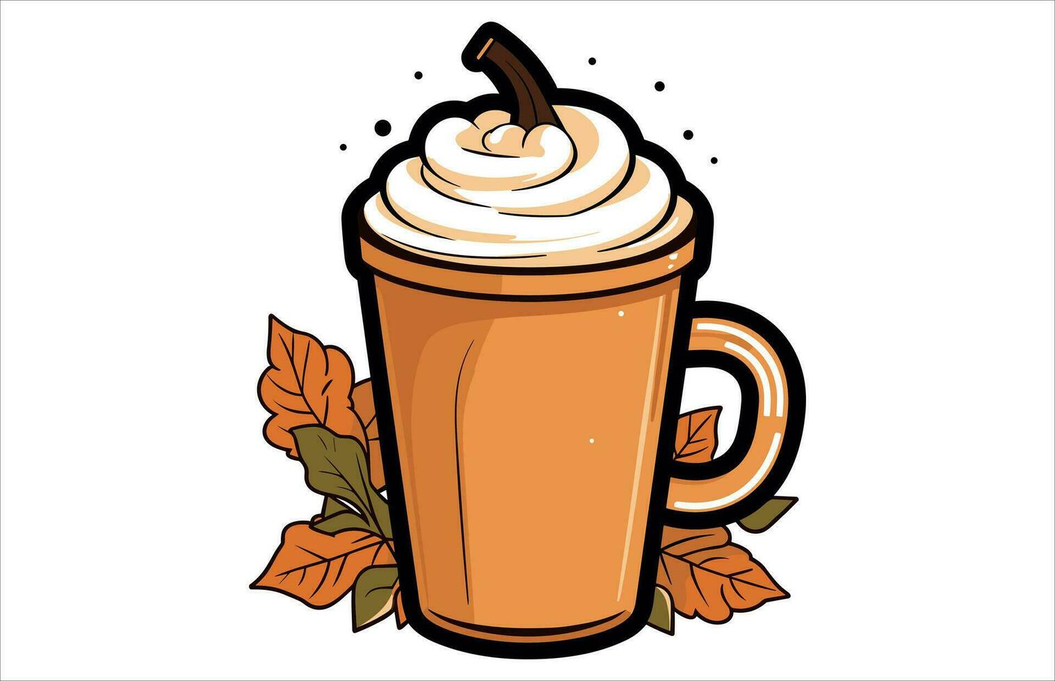 Pumpkin Spice Latte Coffee vector, Fall Latte Coffee illustration, Autumn Coffee vector