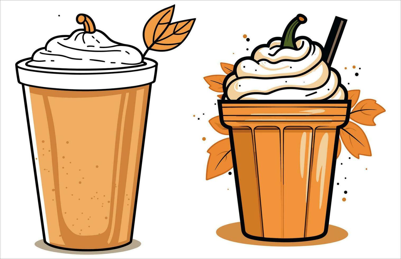 Pumpkin Spice Latte Coffee vector, Fall Latte Coffee illustration, Autumn Coffee vector