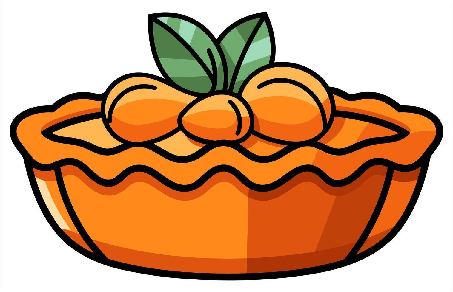 Pumpkin Pie Vector illustration, a whole pie, a slice, and a whole pie with a slice missing