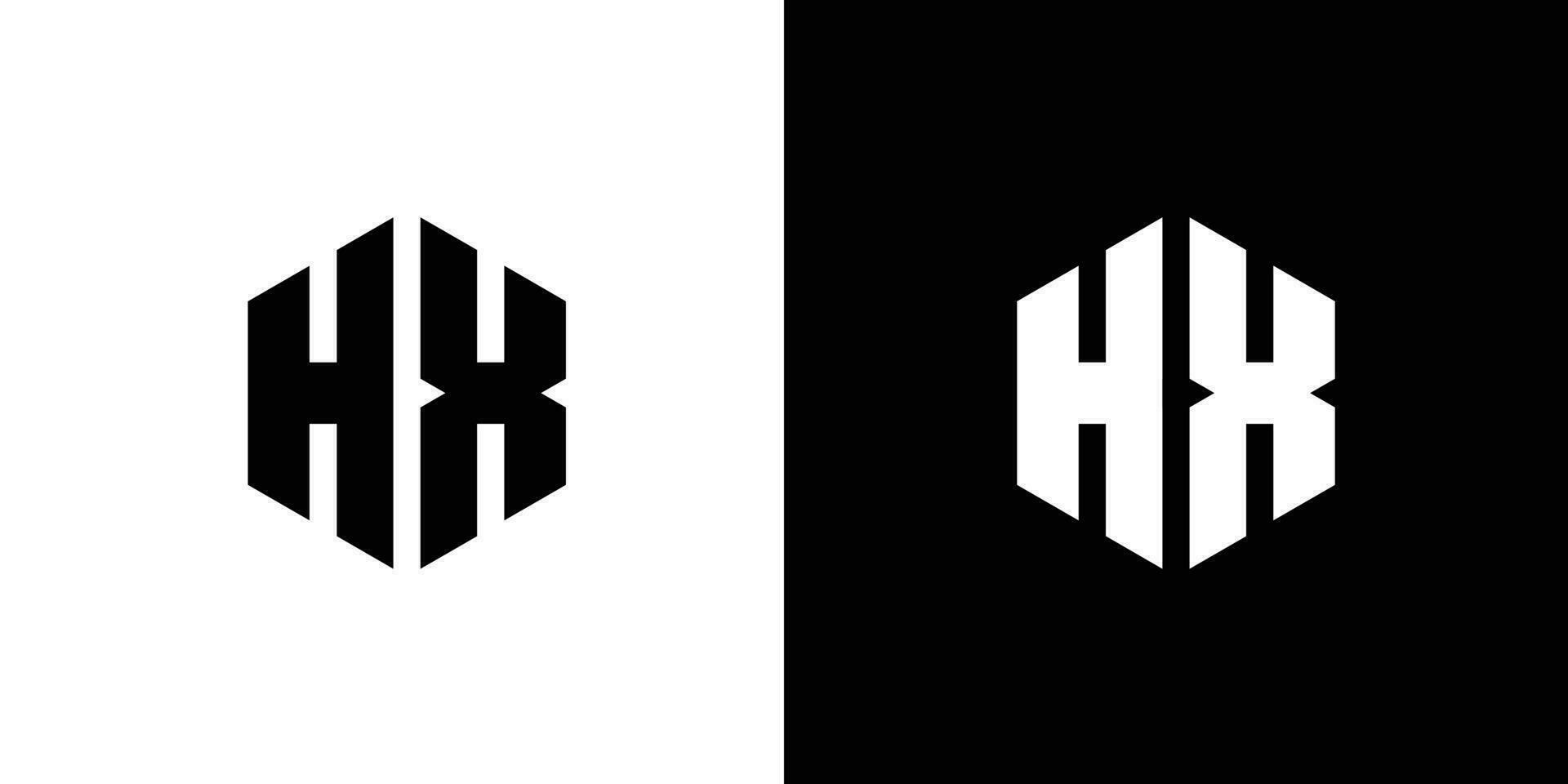 letra h X polígono, hexagonal mínimo y profesional logo diseño en negro y blanco antecedentes vector