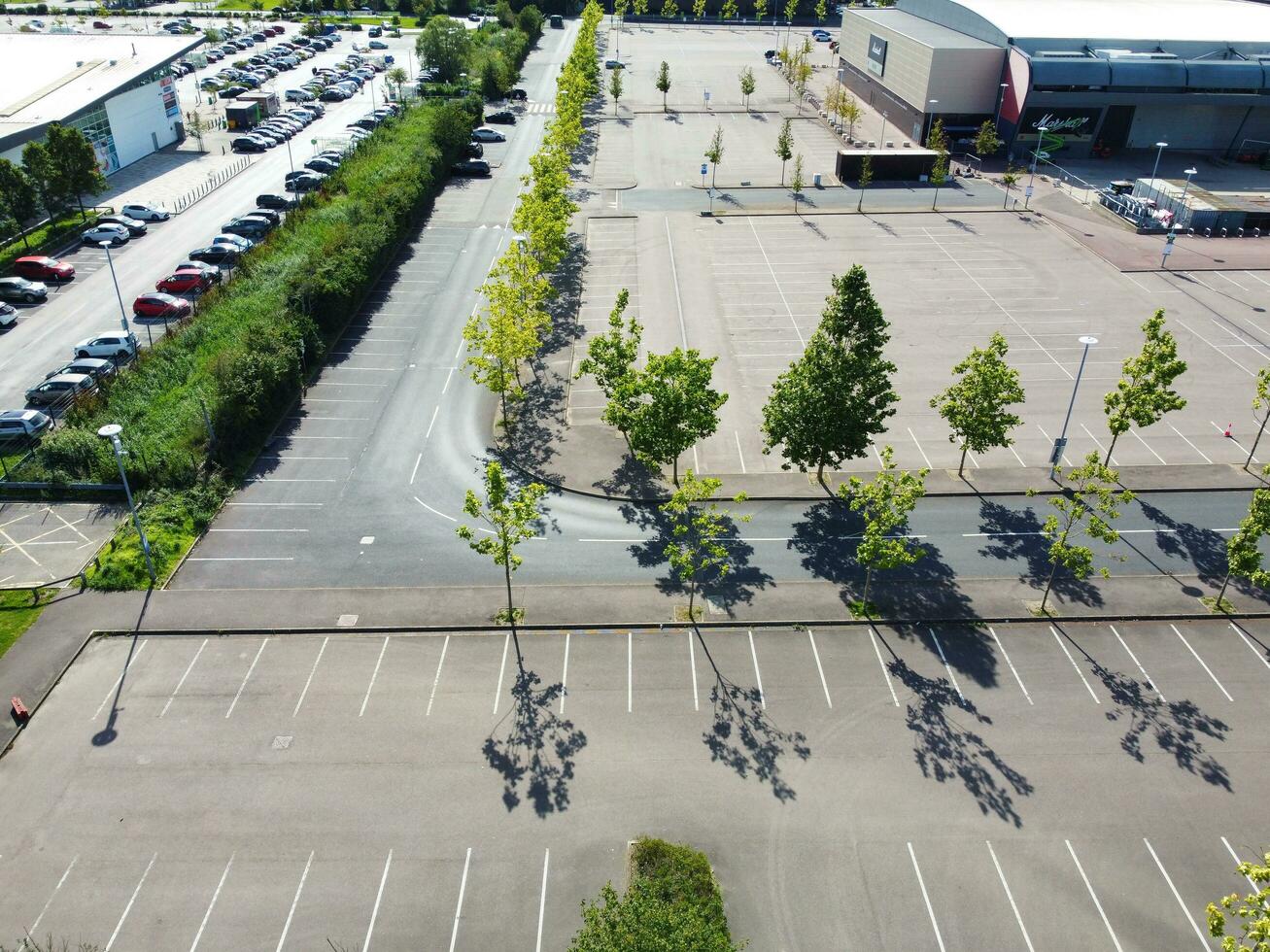 Aerial view of Modern Football Stadium MK Don at Milton Keynes City of England United Kingdom, The Footage Was captured on August 21st, 2023 During Bright sunny Day with Drone's Camera photo