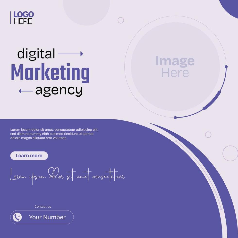 Digital Marketing Agency Social Media Post, Corporate Business Promotion Social Media Web Banner, Square Flyer Unique Design Template vector