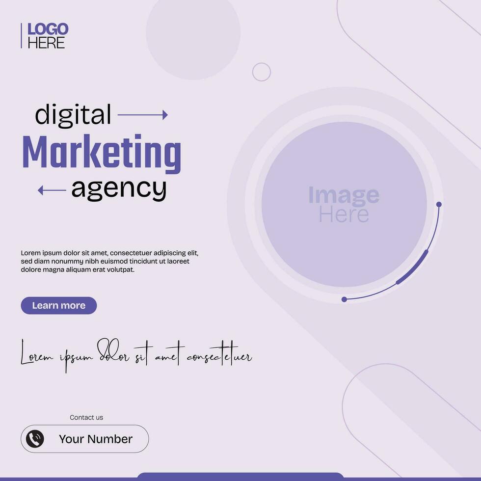 Digital Marketing Agency Social Media Post, Corporate Business Promotion Social Media Web Banner, Square Flyer Unique Design Template vector