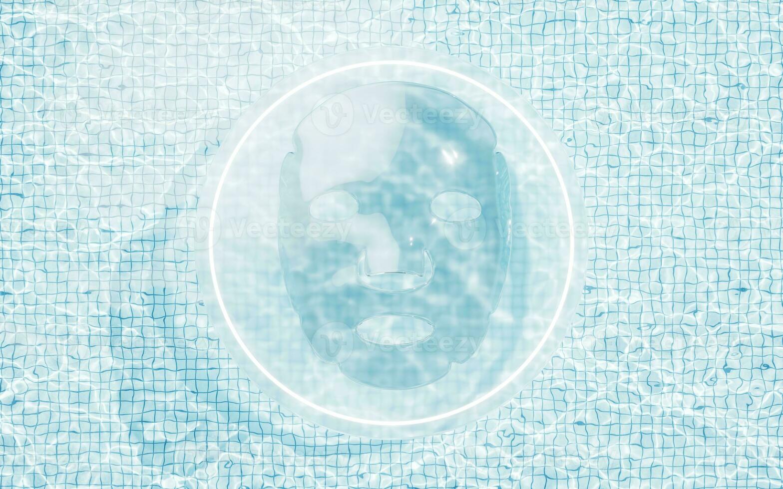Facial mask with water background, 3d rendering. photo