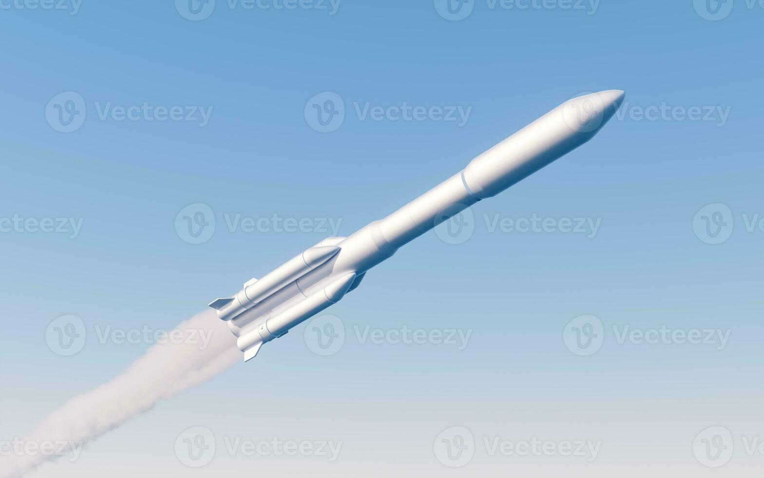 Rocket with blue background, 3d rendering. photo