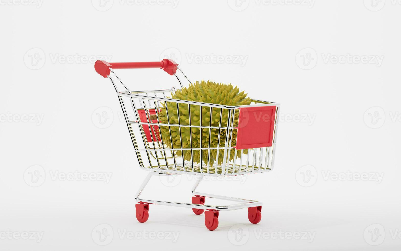 Durian with shopping cart, 3d rendering. photo