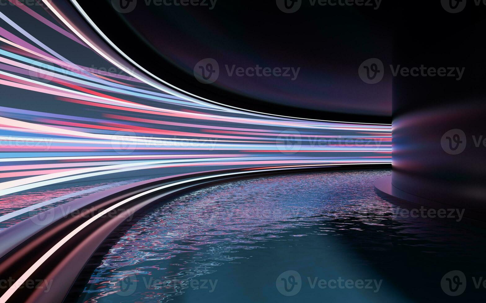 Empty room with water inside, 3d rendering. photo