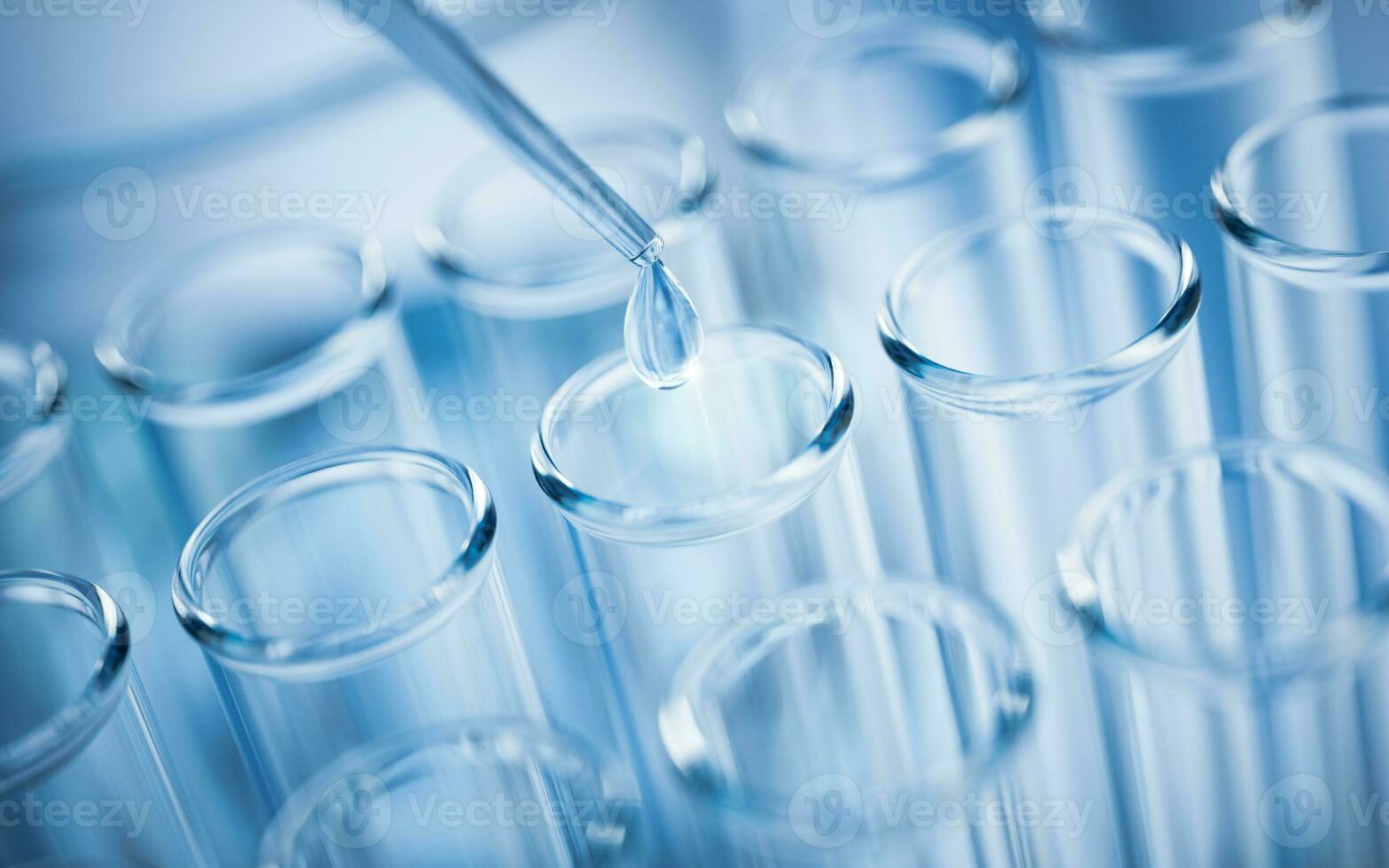 Chemical glassware in the laboratory, 3d rendering. photo