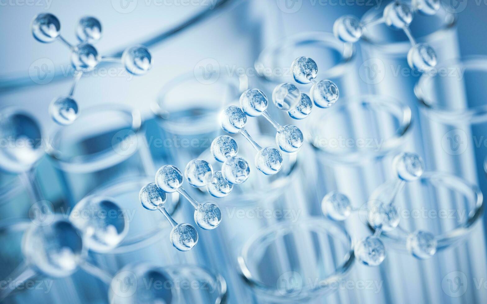 Chemical glassware in the laboratory, 3d rendering. photo