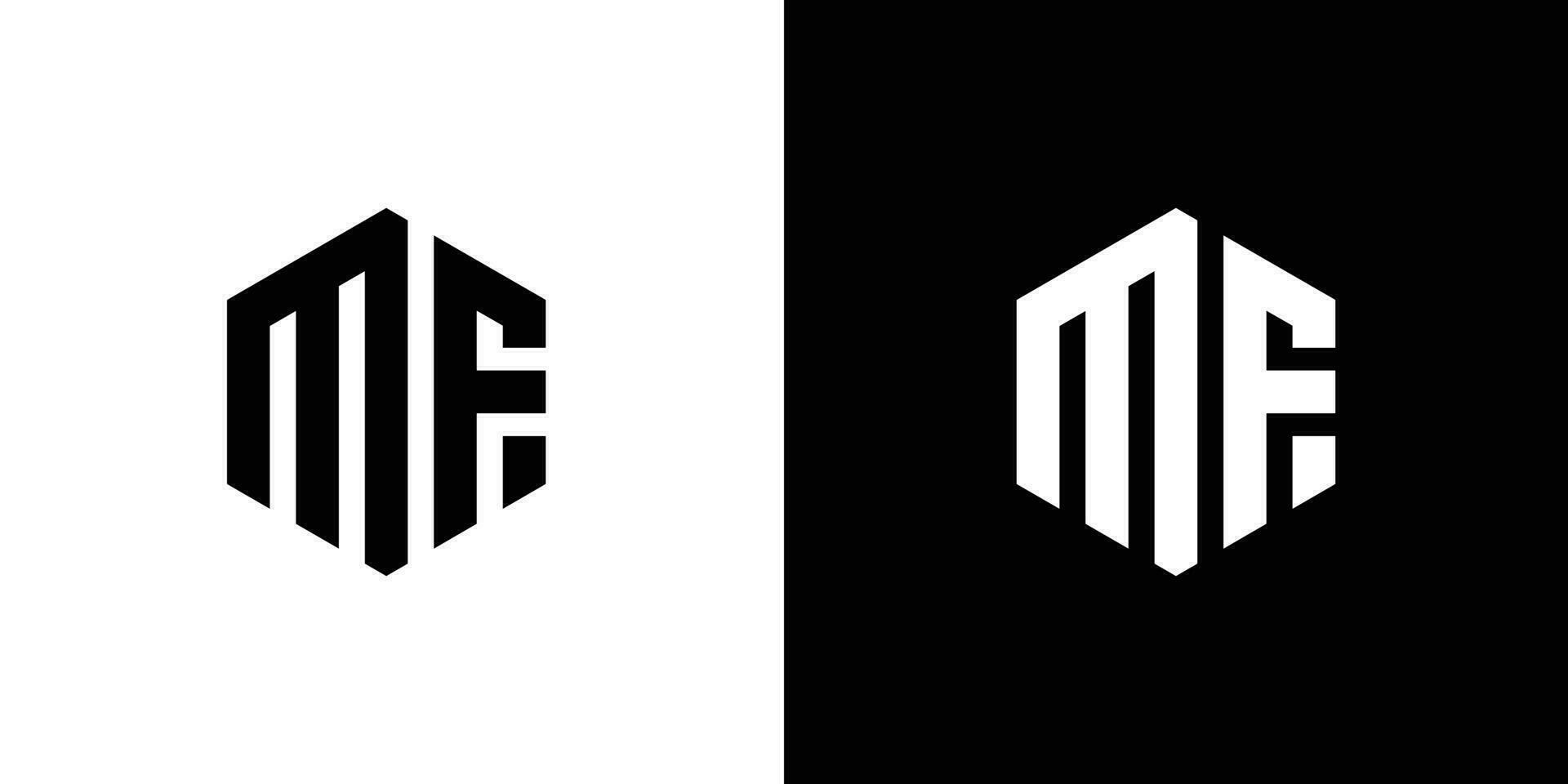 Letter M F Polygon, Hexagonal Minimal and Trendy Professional Logo Design On Black And White Background vector