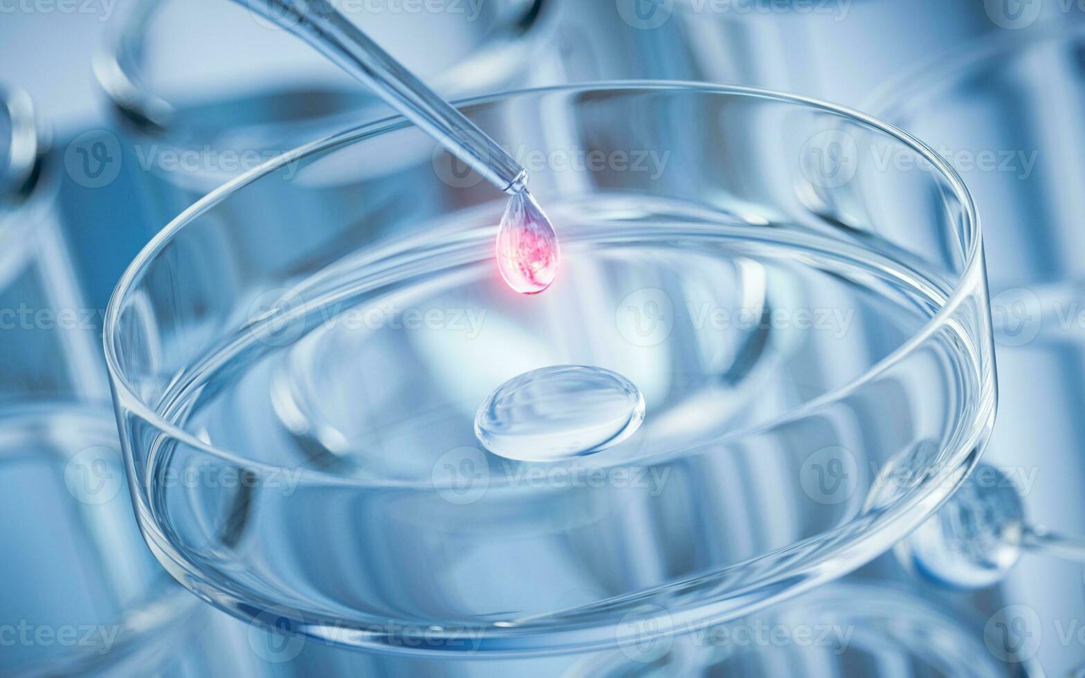 Chemical glassware in the laboratory, 3d rendering. photo