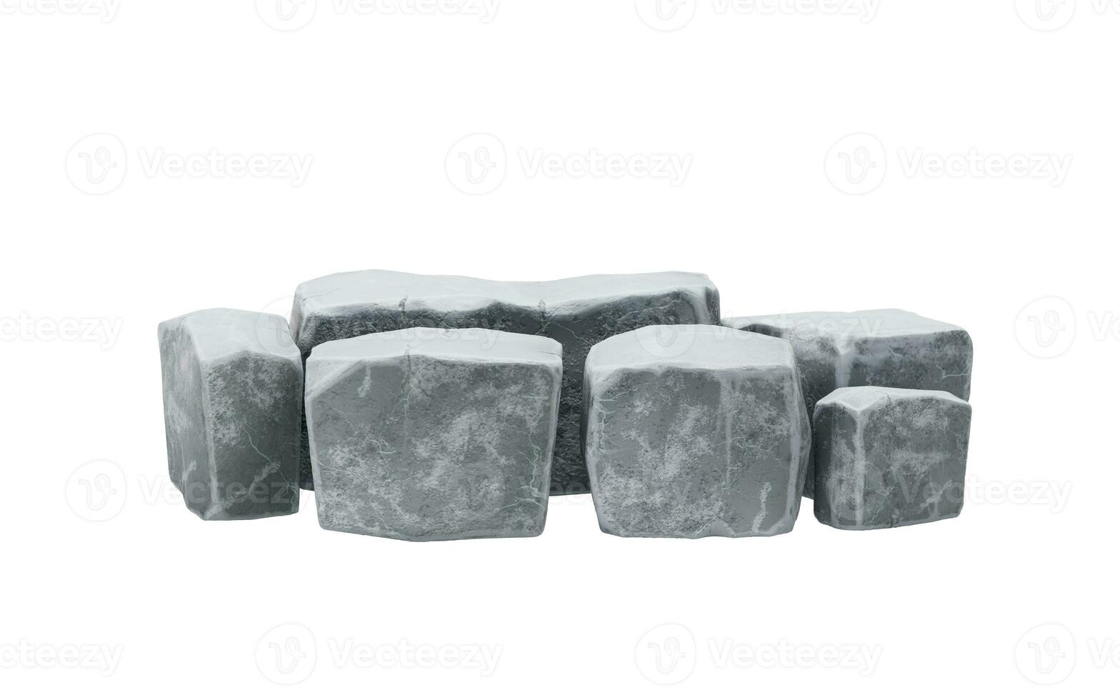 Rough stones isolated on white background, 3d rendering. photo