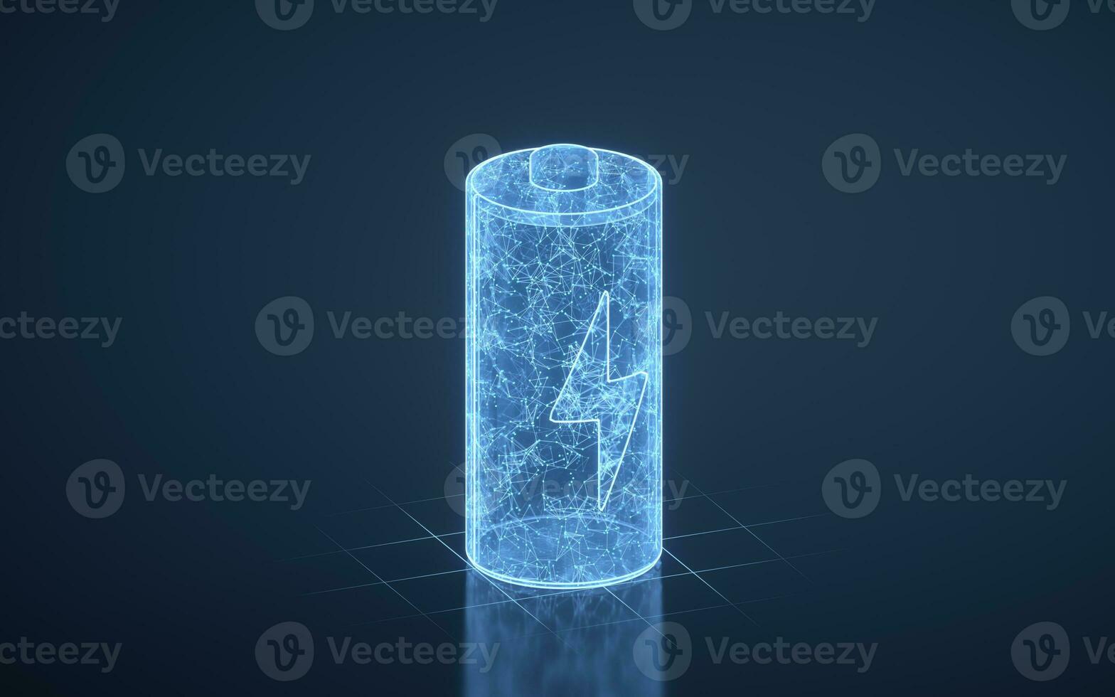 3D fast charge battery on blue background, energy technology concept, 3d rendering. photo