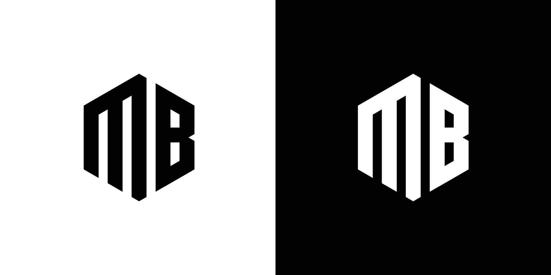 Letter M B Polygon, Hexagonal Minimal and Trendy Professional Logo Design On Black And White Background vector