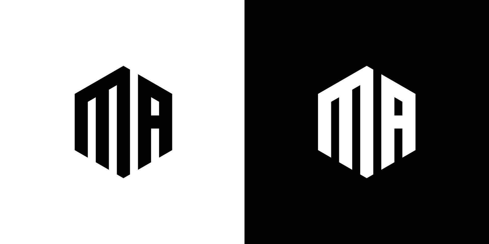 Letter M A Polygon, Hexagonal Minimal and Trendy Professional Logo Design On Black And White Background vector
