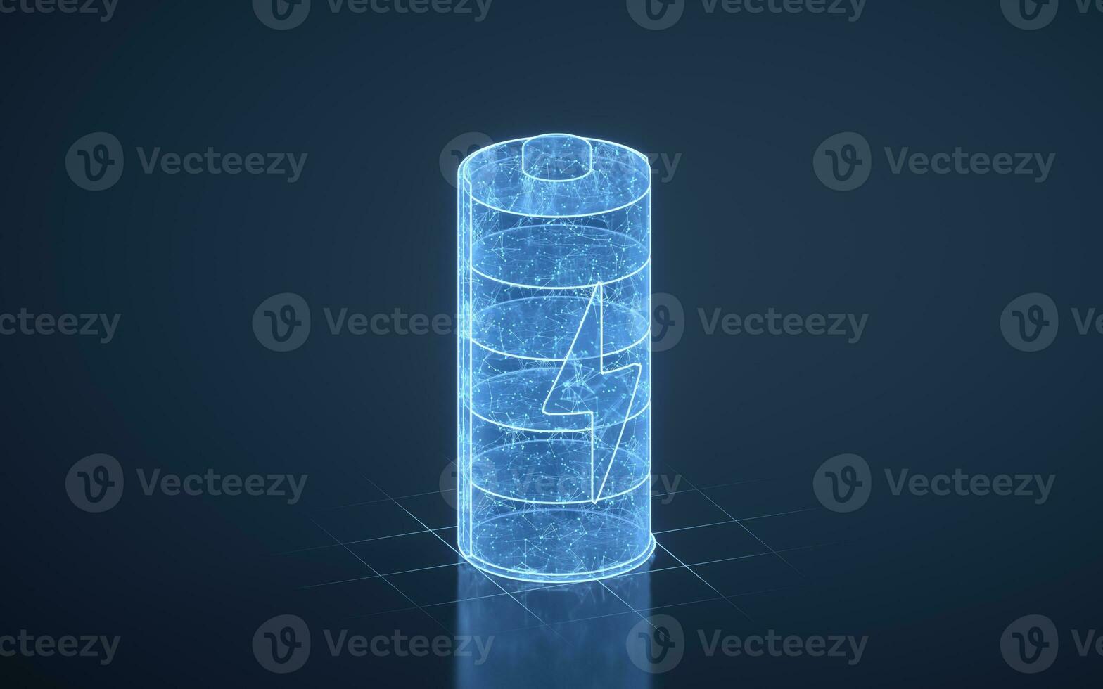 3D fast charge battery on blue background, energy technology concept, 3d rendering. photo