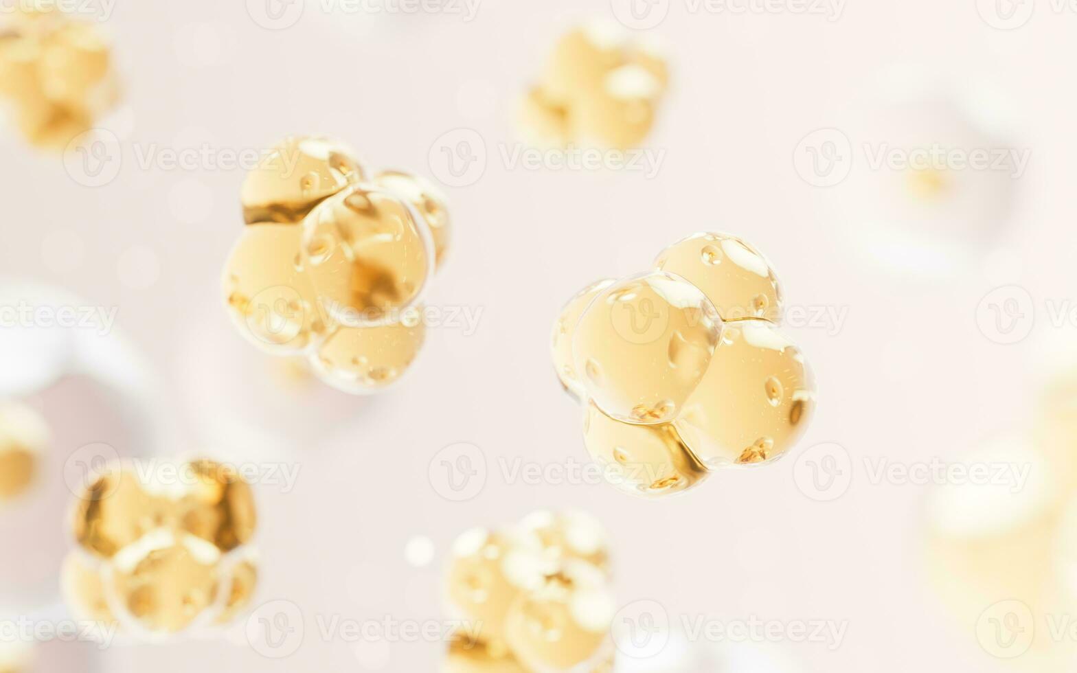 Transparent cell with biotechnology and cosmetic concept, 3d rendering. photo