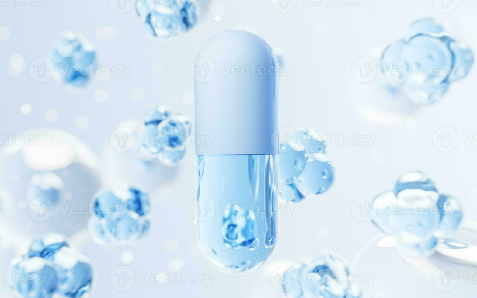 Medical capsule with biomedical concept, 3d rendering. photo