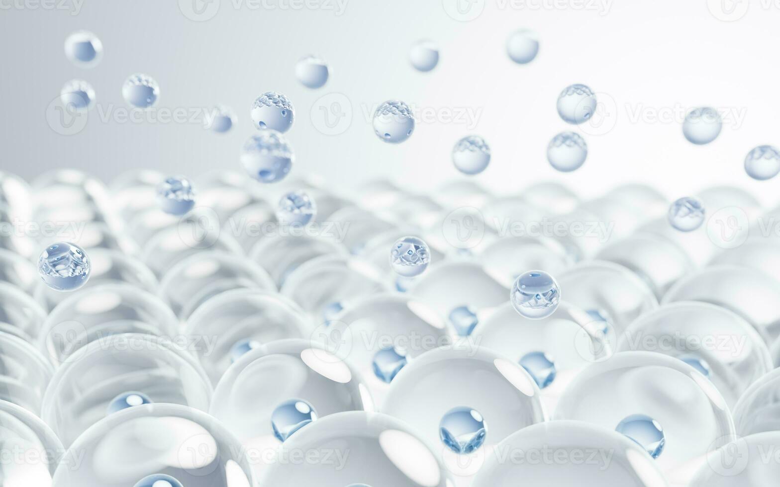 Transparent cell with biotechnology and cosmetic concept, 3d rendering. photo