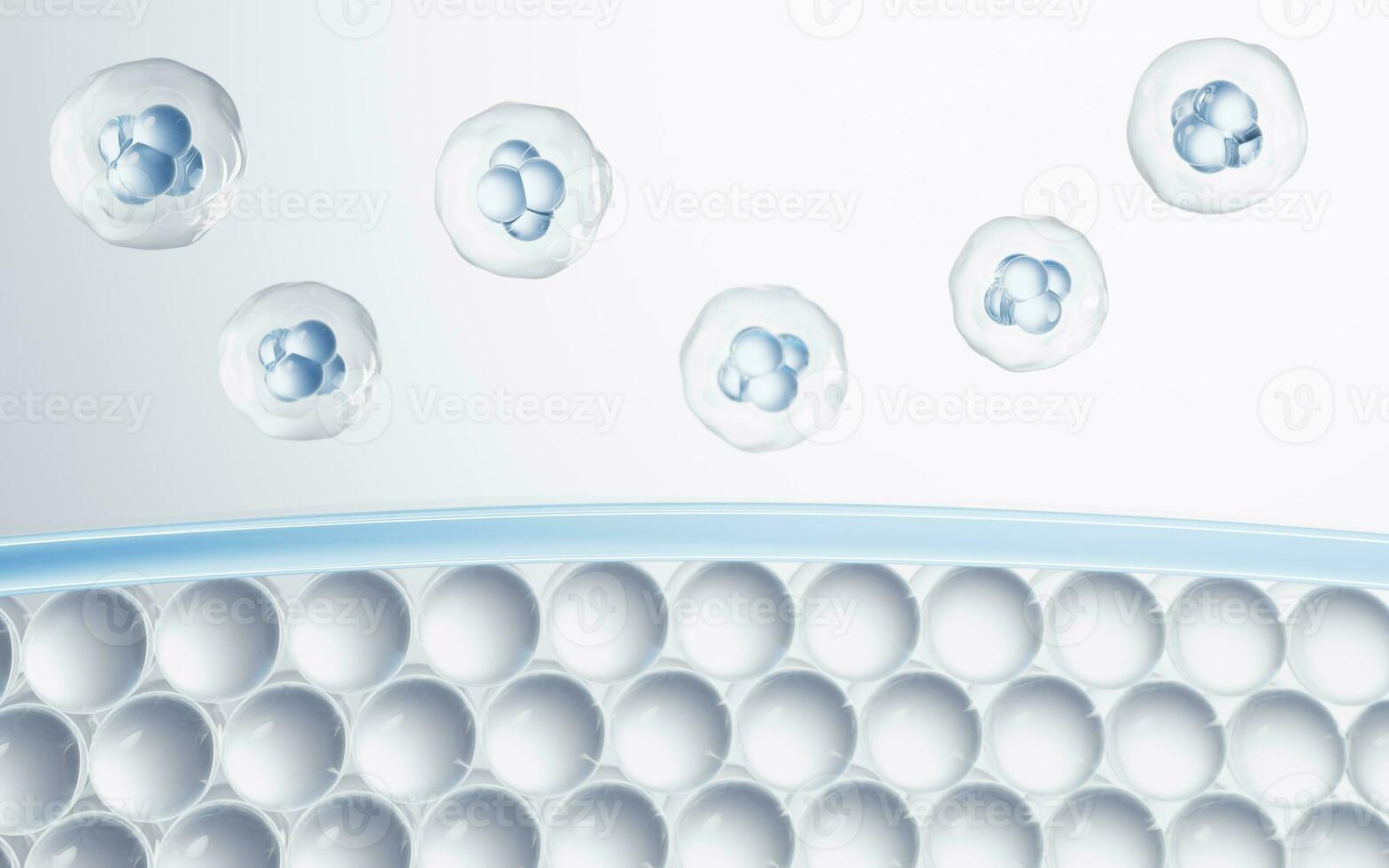 Cells and skin, cosmetic and skin care concept, 3d rendering. photo