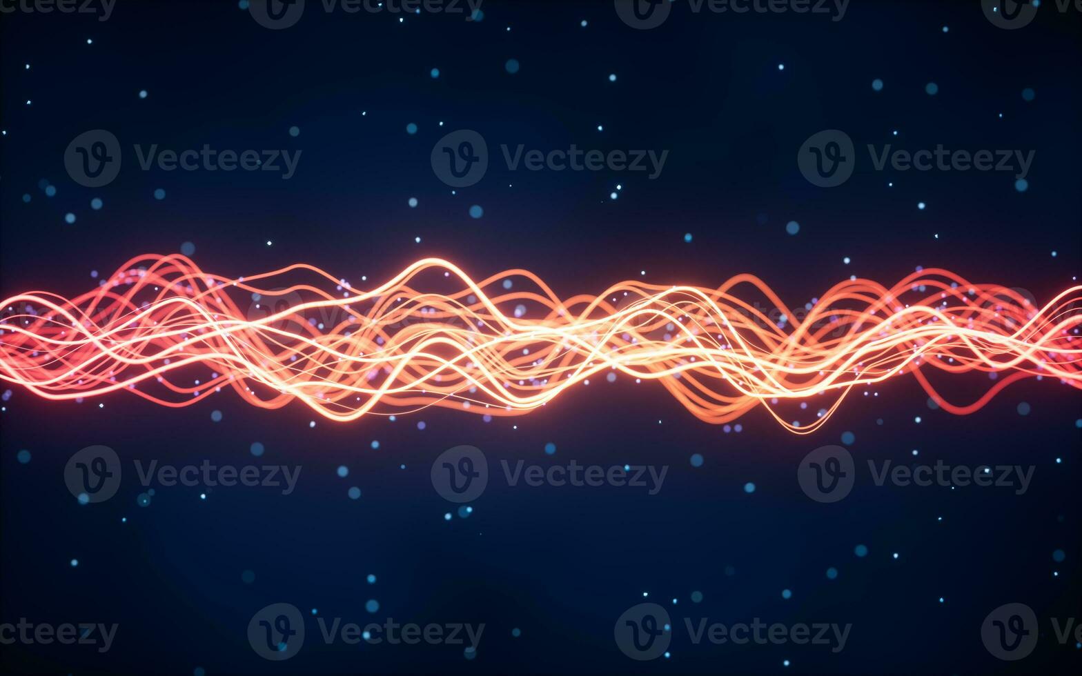Abstract wave gradient curves and particles, 3d rendering. photo
