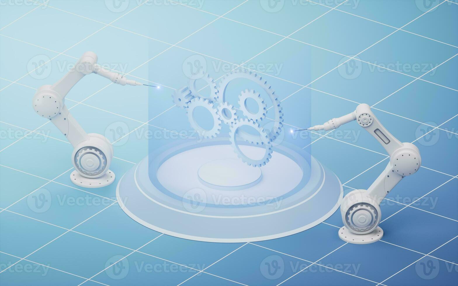 Mechanical arm with intelligent manufacturing concept, 3d rendering. photo