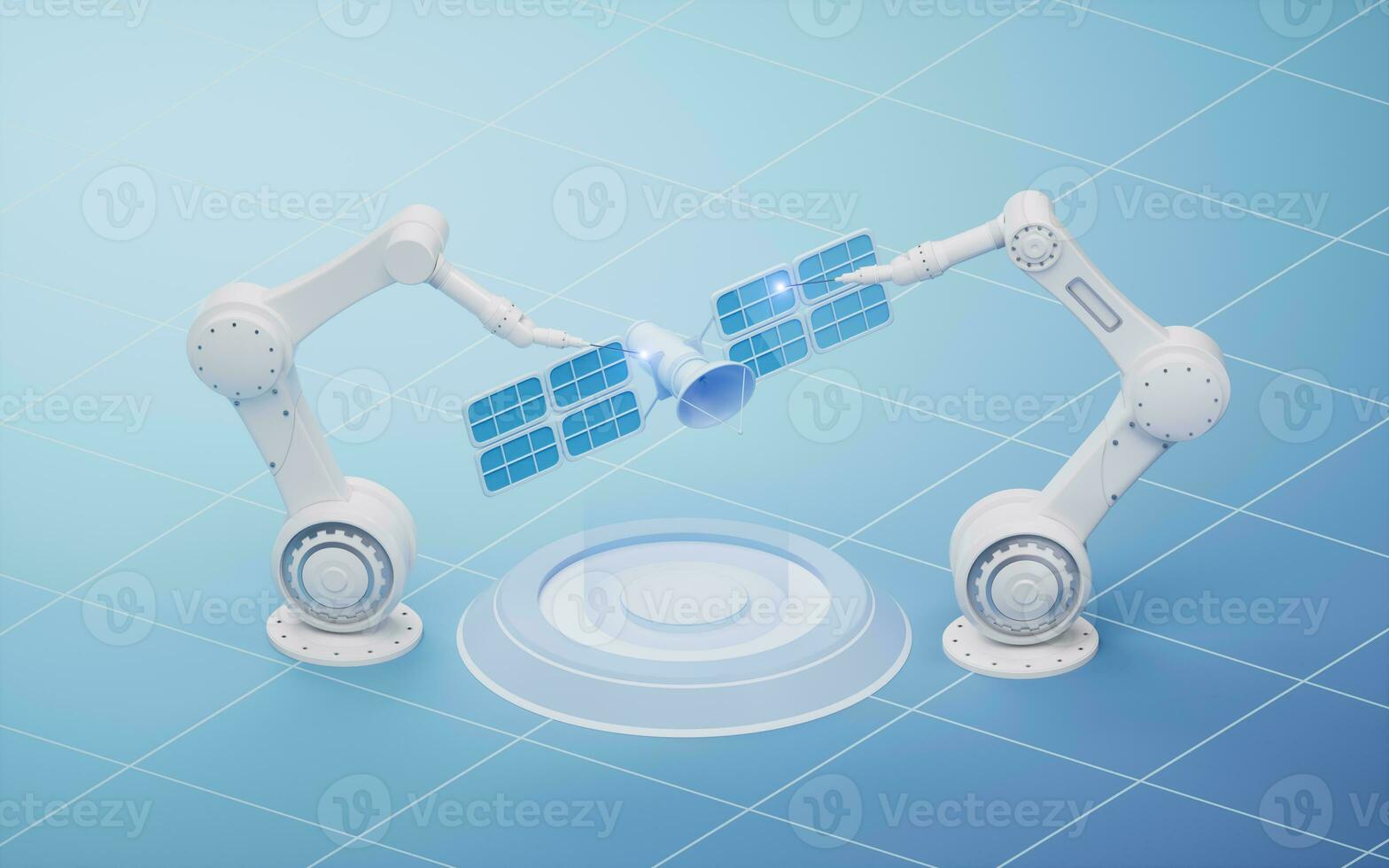 Mechanical arm with intelligent manufacturing concept, 3d rendering. photo