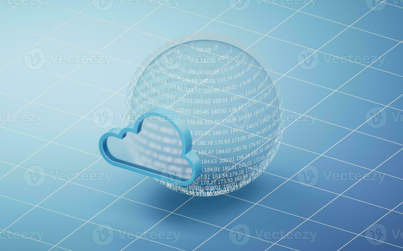 Cloud computing and virtual data sphere, 3d rendering. photo