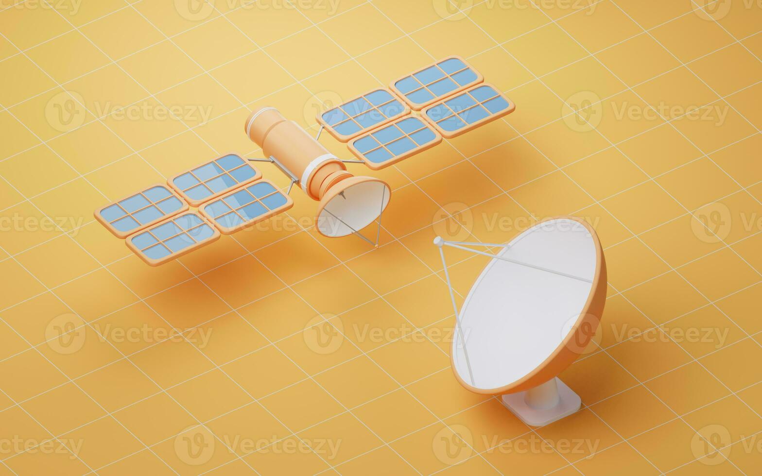 Space orbital satellite, aerospace and communications concept, 3d rendering. photo
