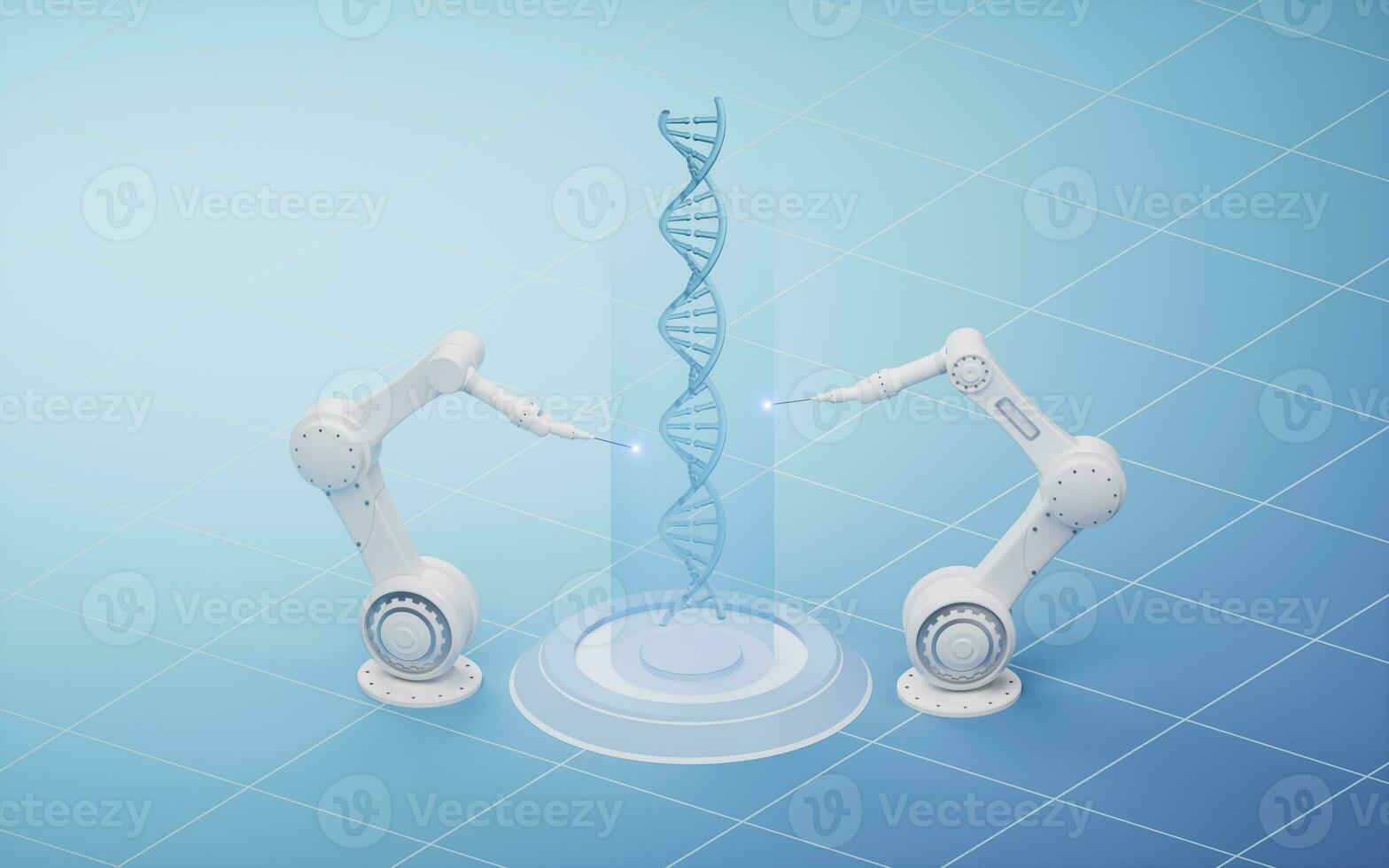 Mechanical arm with biomedical concept, 3d rendering. photo