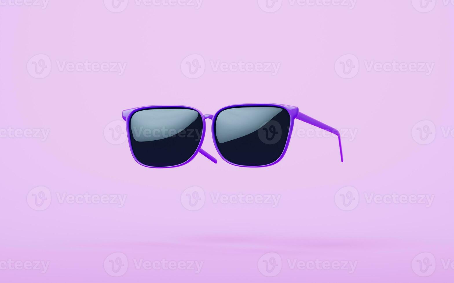 Sun glasses isolated on purple background, 3d rendering. photo