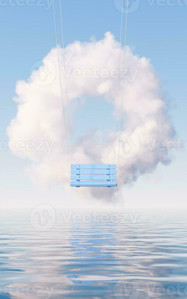Cloud and swing, 3d rendering. photo