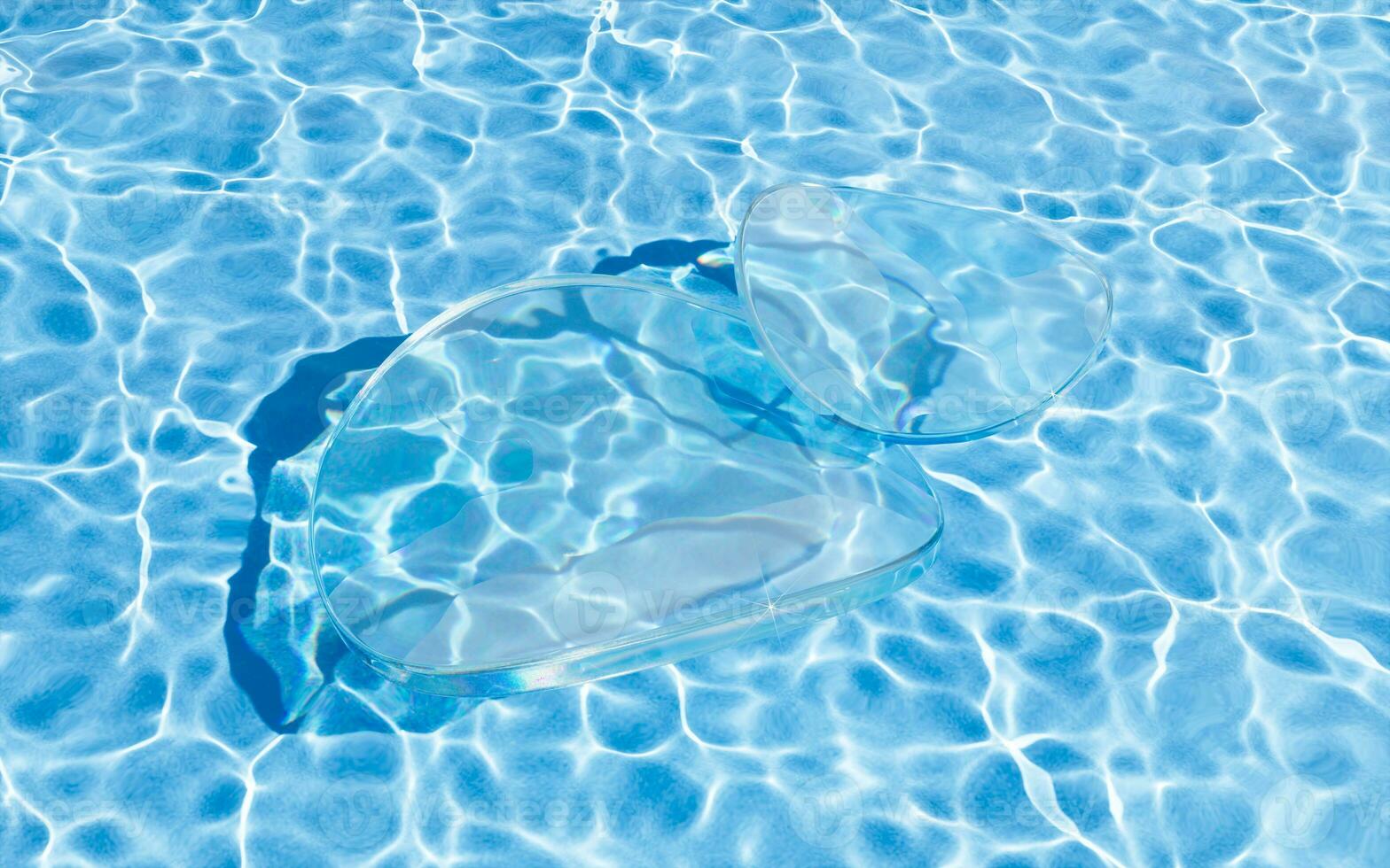 Water surface with caustic phenomenon, 3d rendering. photo
