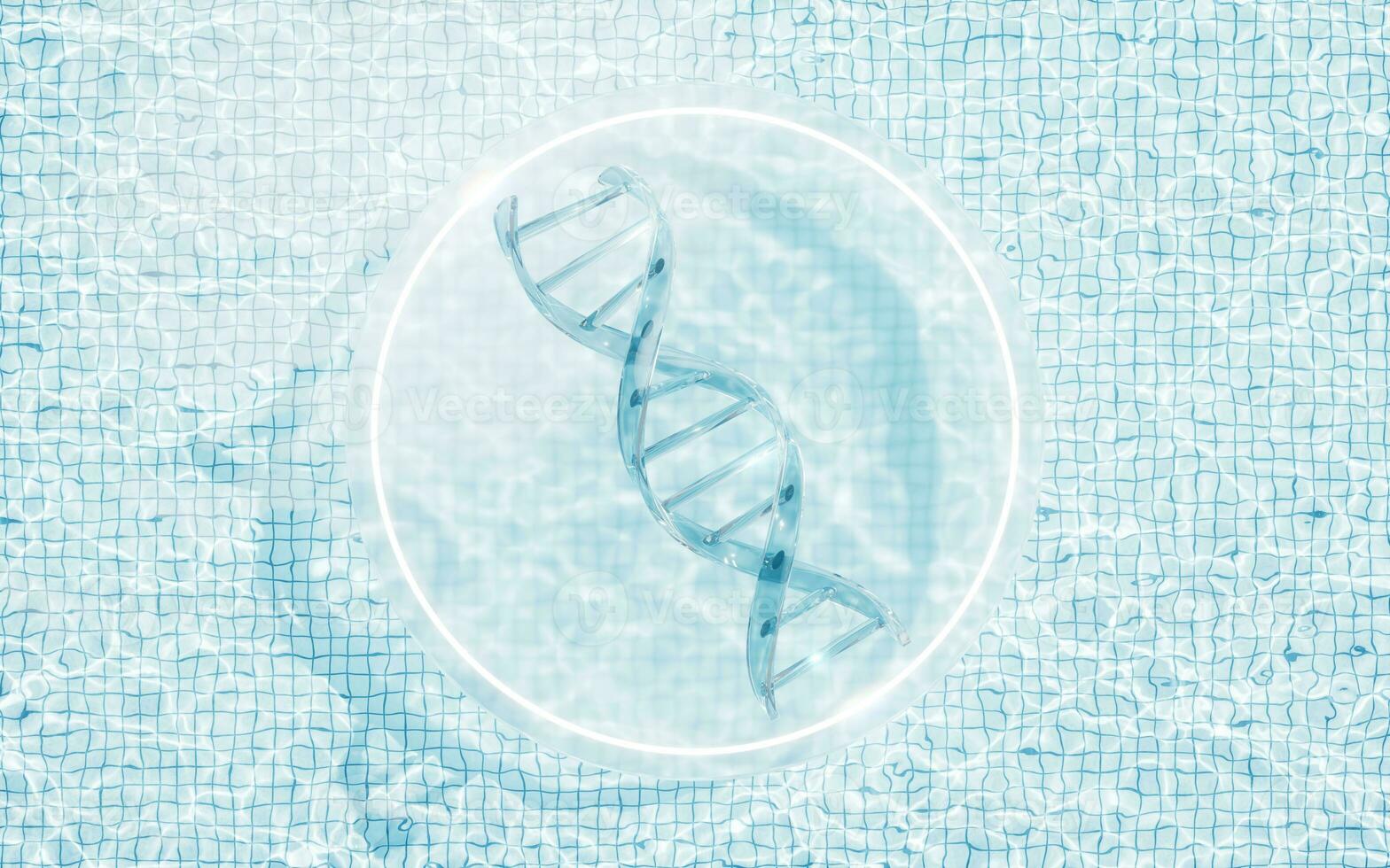 Molecule with water background, 3d rendering. photo