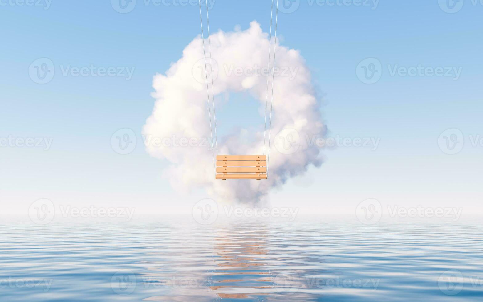 Cloud and swing, 3d rendering. photo