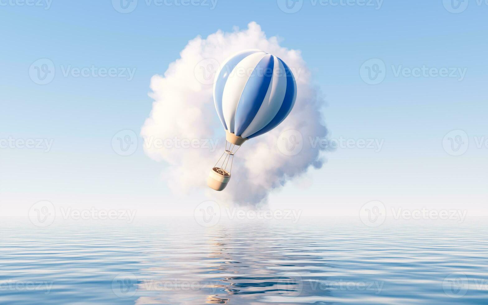 Hot air balloon with cartoon style, 3d rendering. photo