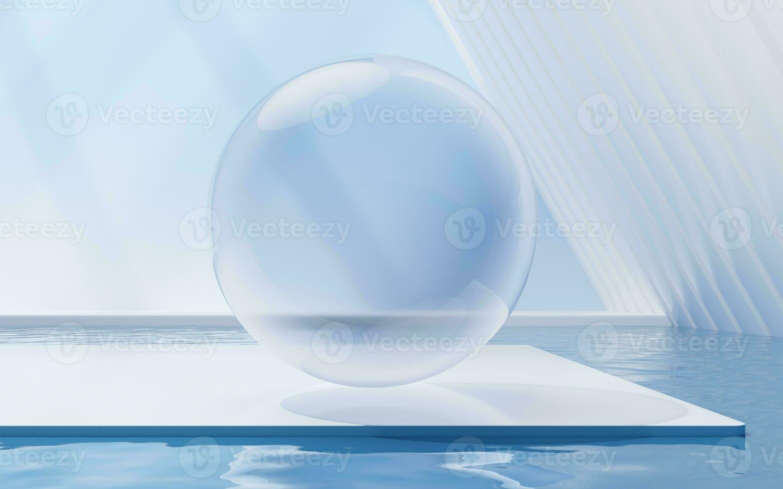 Bright room with water inside, 3d rendering. photo