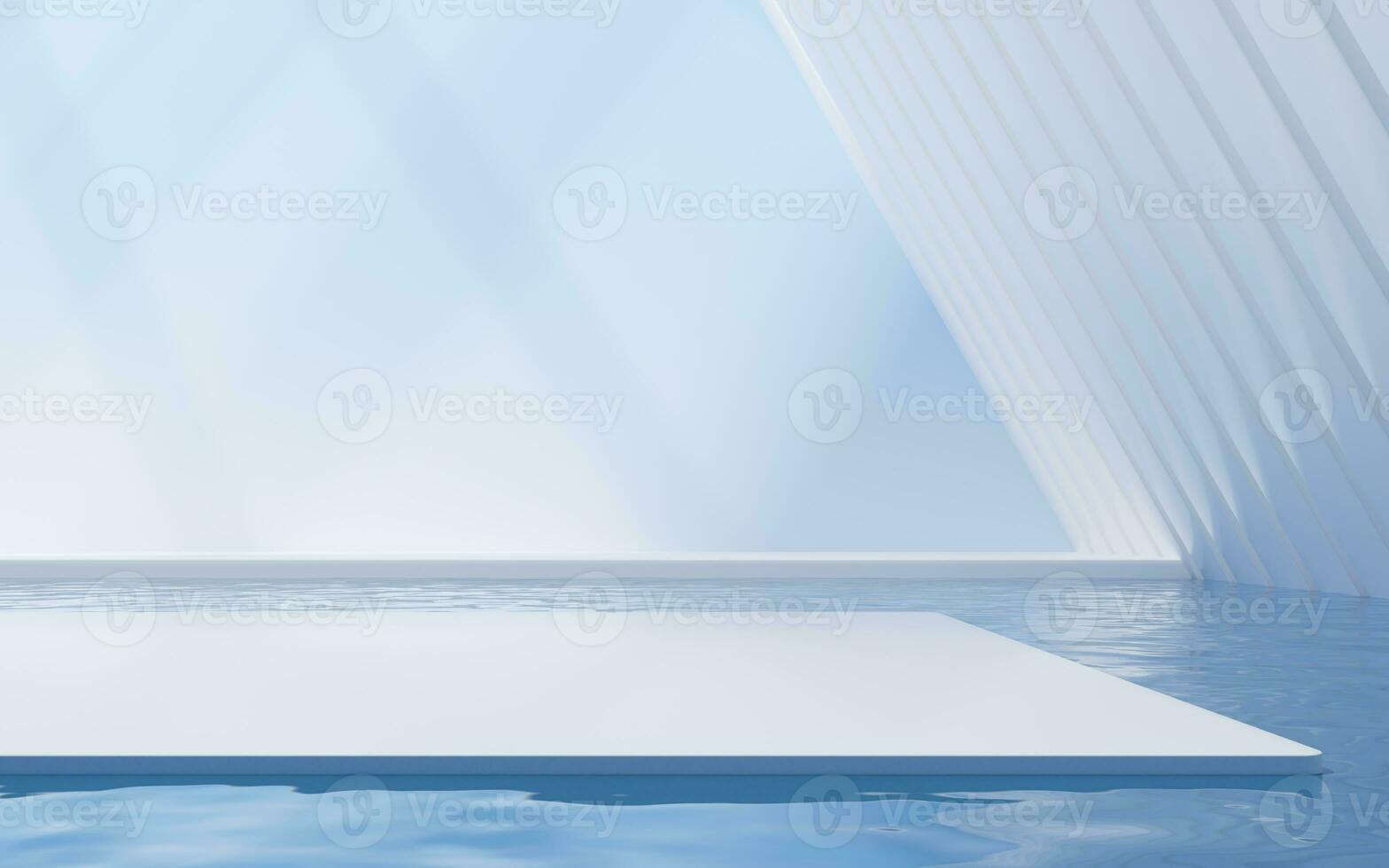 Bright room with water inside, 3d rendering. photo