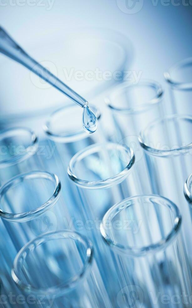 Chemical glassware in the laboratory, 3d rendering. photo